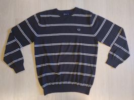 Pull Fred Perry coton bleu rayé blanc taille L TBE