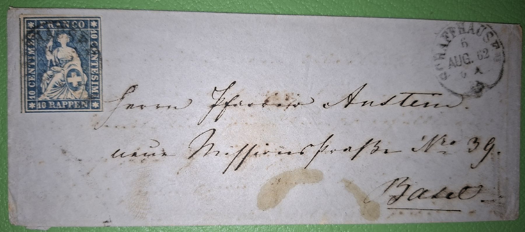 Tutti i francobolli: Strubelbrief 23G Schaffhausen - Basel – Usato da Balgach venduto da SIMEON27