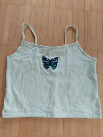 Sommer Top mit Schmetterling türkis - Grösse XS