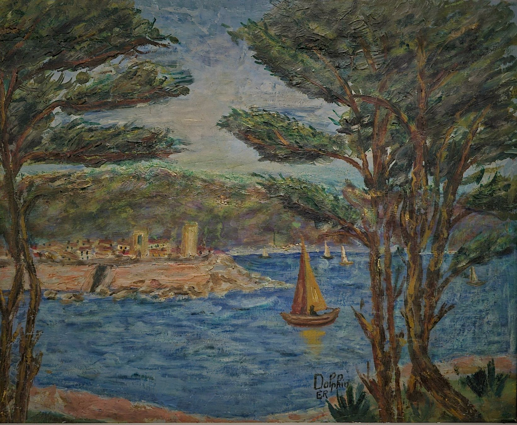 Gemälde: Vintage postimpressionistisches Antibes-Ölbild, signiert – Gebraucht aus Erlinsbach von ZeitlosArt 1