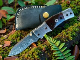 Damast Messer Klappmesser HANDMADE 19cm bergmann No. 03