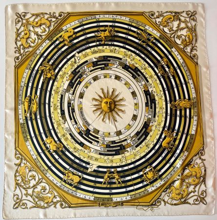 Superbe foulard HERMES-Paris "Astrologie", avec box original