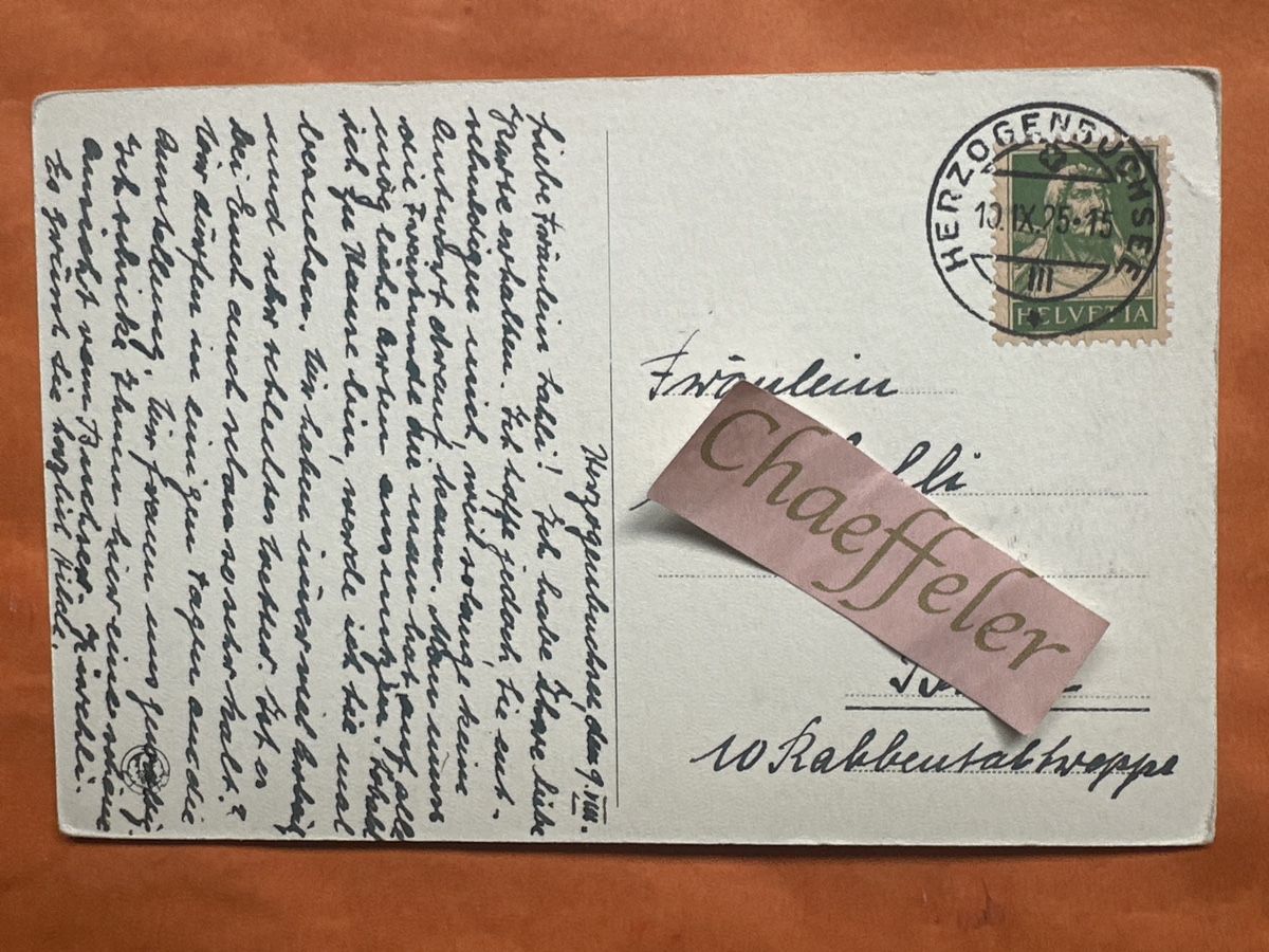 Cartoline postali: 1925 Herzogenbuchsee Kirche, Ostsansicht – Usato da Zürich venduto da Chaeffeler 1