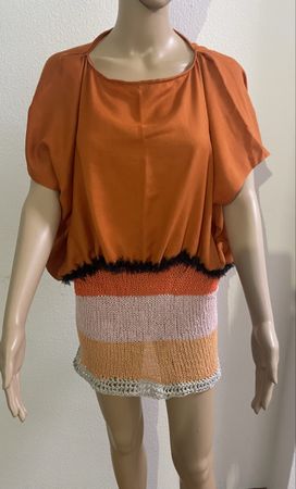Kleid Orange Grösse M gestreift gestrickt