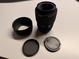 Sigma Objektiv 105mm F2.8 EX Macro mit Zubehör gebraucht