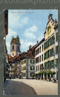 AK Farblitho Aarau AG Rathaus und Stadtkirche ≈ 1920