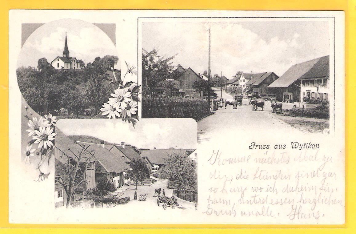 Cartoline postali: 11.5.1903 3-Bild "Gruss aus Wytikon" Leute – Usato da Zürich venduto da Hagliweg 2