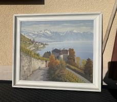 Tableau ancien A. Duplain, Château de Glérolles Lavaux