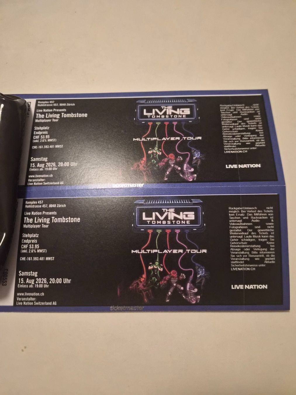 Biglietti: 2 Ticket konzert the living tombstone – Nuovo e nell'imballaggio originale da Reiden venduto da Wonderwomen