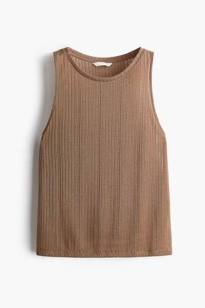 H&M Tanktop in Rippstrick in Dunkelbeige Gr.S