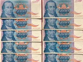 Belgrad 1994 - Jugoslawien - 10 x 5000 Dinara - Obradović