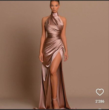 NEW Dodona Avdiu neckholder satin dress in blue