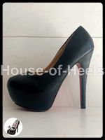 Escarpins Shoey 37 talon 15cm plateau 4cm simili-cuir noir m
