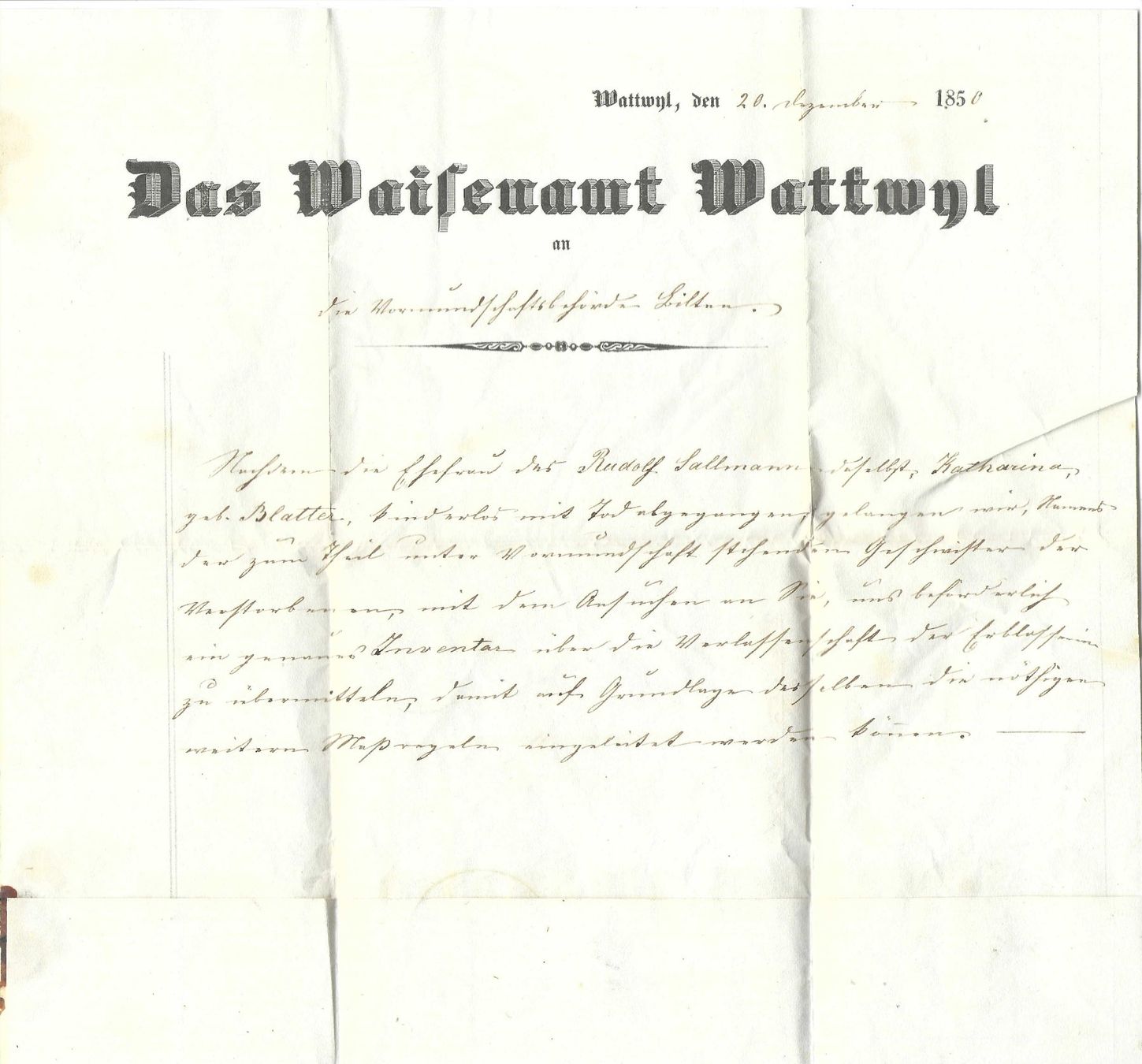 Tutti i francobolli: Faltbrief Wattwil - Bilten  1850 – Usato da Wildhaus venduto da Brunphil 2