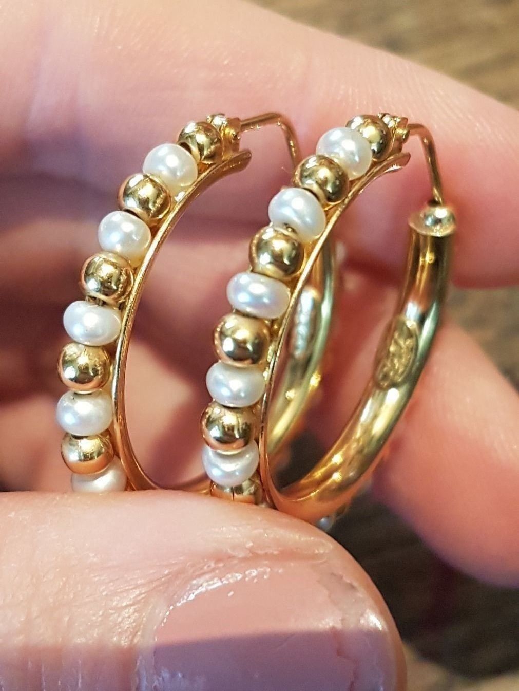 Orecchini pendenti & Orecchini a lobo: Edle Ohrcreolen in Perlen/Gold Design – Nuovo (secondo la descrizione) da Unterägeri venduto da Altgoldschmuck 1