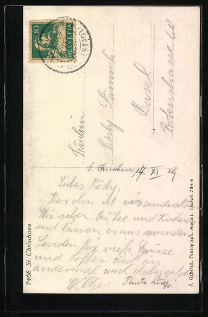 Cartoline postali: St. Chrischona, Blick zum Ort mit Kirche – Usato da Berlin venduto da bartko-reher 1