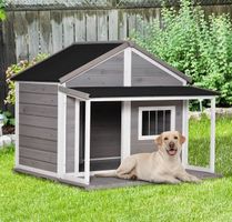 + PawHut Hundehütte aus Massivholz Kleintierhaus isoliertes