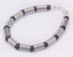 Bracelet Acier et Onyx / Edelstahl und Onyx Armband