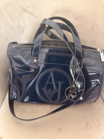 Damen Tasche AJ Armani Jeans dunkelblau Lackleder Tasche