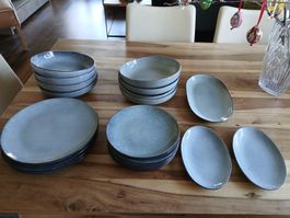 Broste Blue stoneware dishes 23 pieces