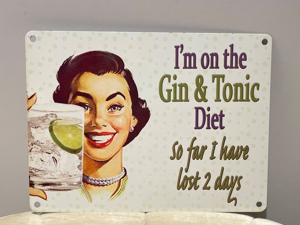 NOSTALGIE BLECH SCHILD GIN TONIC RETRO TOLLER HINGUCKER | Kaufen auf ...