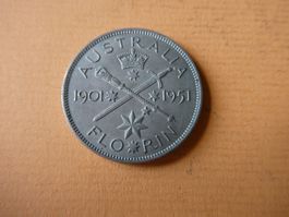 Australien 1901-1951, 1 Florin    Silber  11.29 g