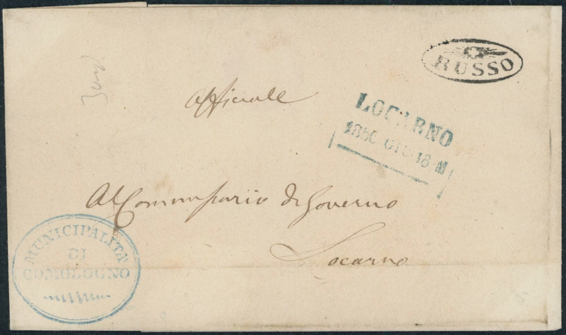 Alle Briefmarken: TI Russo - Strahlenstempel - Locarno - Brief - Comologno – Gebraucht aus Schindellegi von leecollect