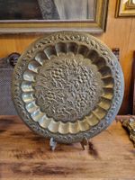 Vintage Messing-Wandteller – durchbrochen, 42 cm