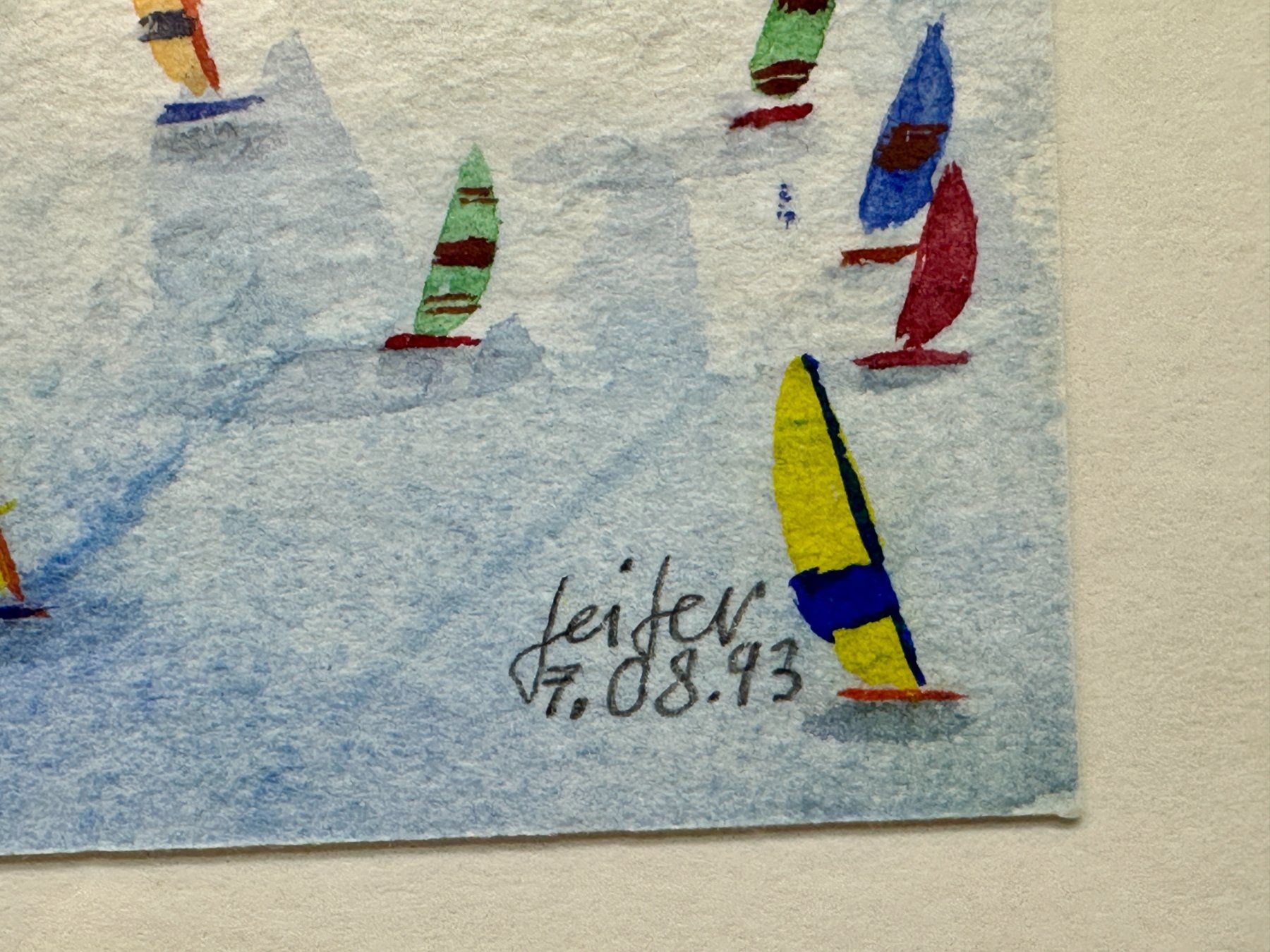 Gemälde: Aquarelle sur papier "Régate sur le Léman" Signée – Gebraucht aus Morges von vintix 1