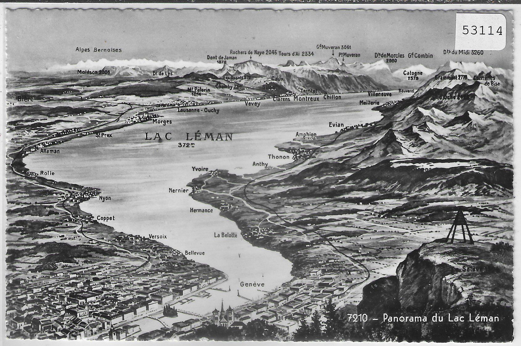 Cartoline postali: Geneve - Lac Leman - Panorama – Usato da Ettingen venduto da Kartenplanet