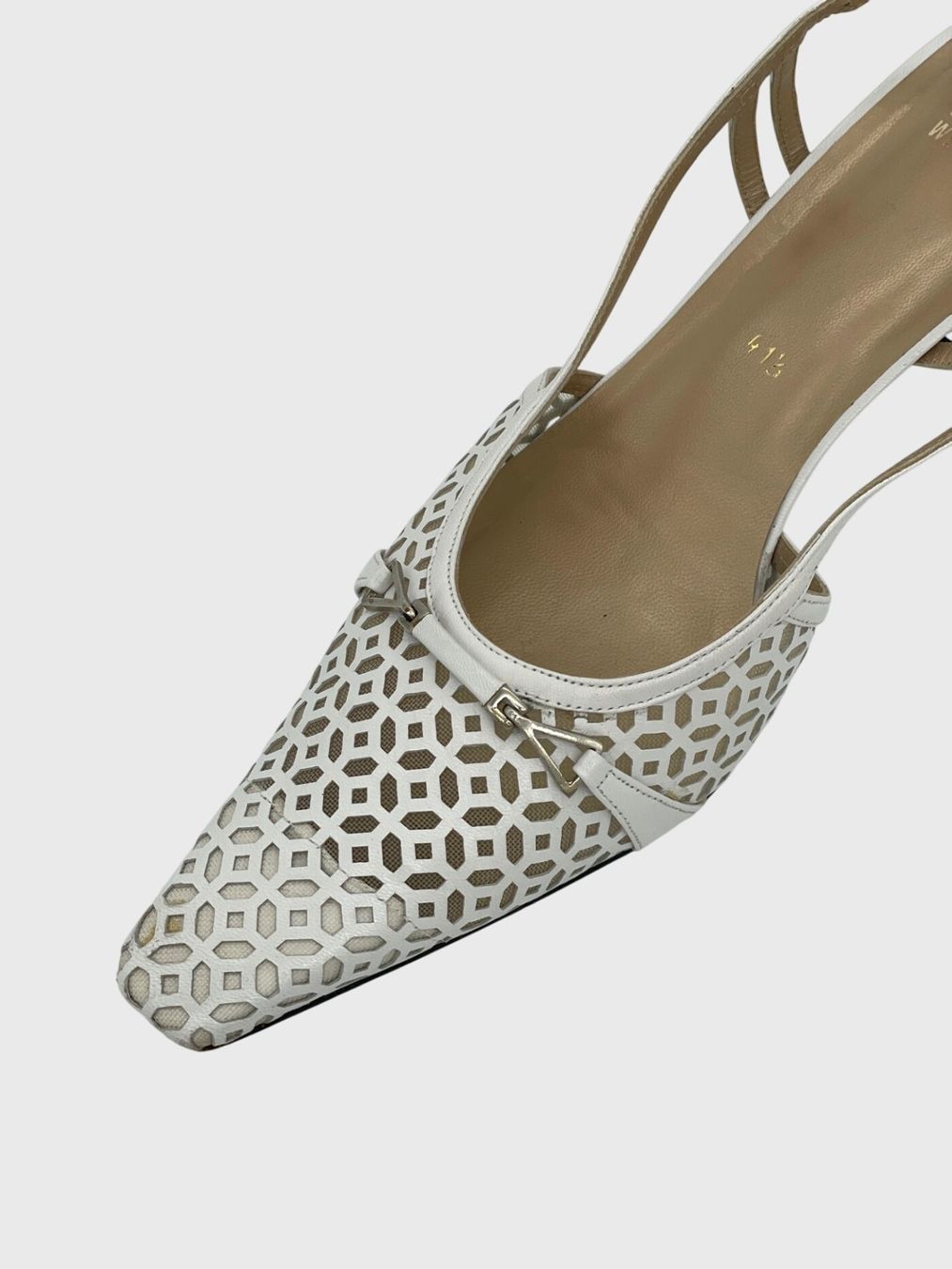 Stuart Weitzman Damenschuhe: Stuart Weitzman Laser Cut Slingback EU 41.5 Weiß – Gebraucht aus Zürich von shoe_shop 5