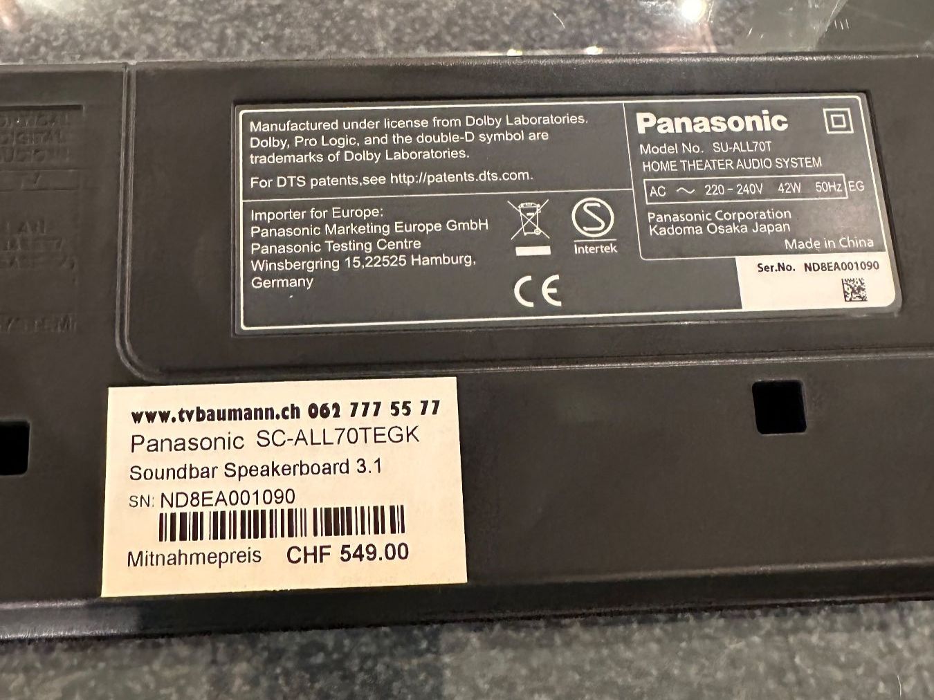 Panasonic Heimkino: Panasonic Soundbar – Gebraucht aus Aarau von Bollaar 4