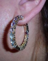 Echtschmuck: Edelstein Creolen, 925er Silber, vergoldet