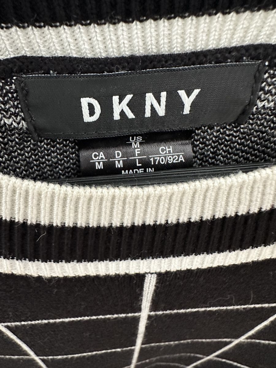 DKNY Vestiti: DKNY Strickkleid schwarz weiß  – Usato da Speicher venduto da pat_ddn8 2