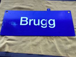Originales SBB/CFF/FFS-Metallschild, Brugg / Basel SBB