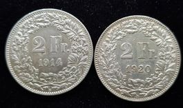 Münzlot 2Fr. Silber 835/1000, 1911,1914 & 1920 vorz. +
