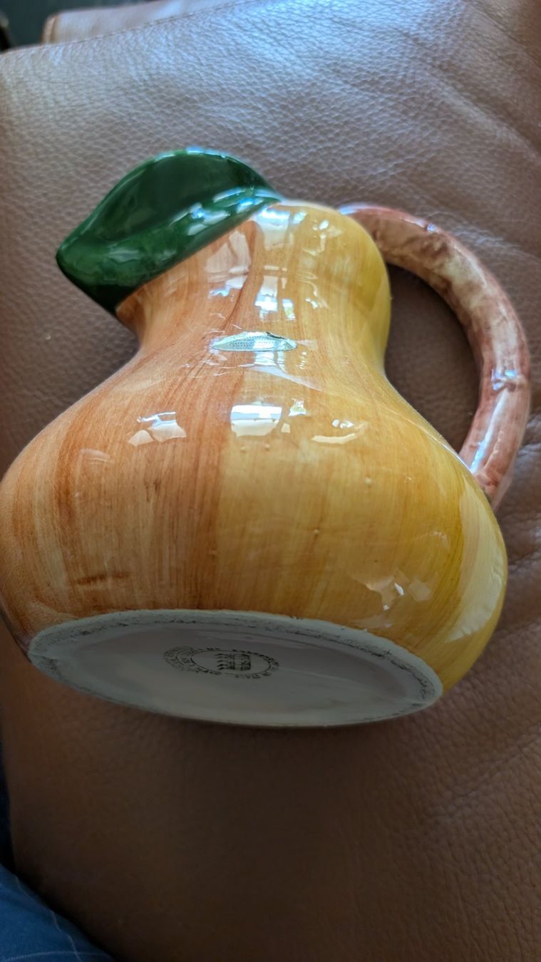 Caraffe: Vintage Keramikkrug in Birnenform, handbemalt – Usato da Ascona venduto da ArtRomantica 2