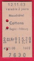 KARTON BILLETT, NEUCHATEL - COTTONS, 2.KLASSE, EINFACH