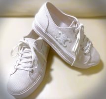 CELINE Jane Triomphe Lace-Up Sneakers white 34 35 Sohle 23cm