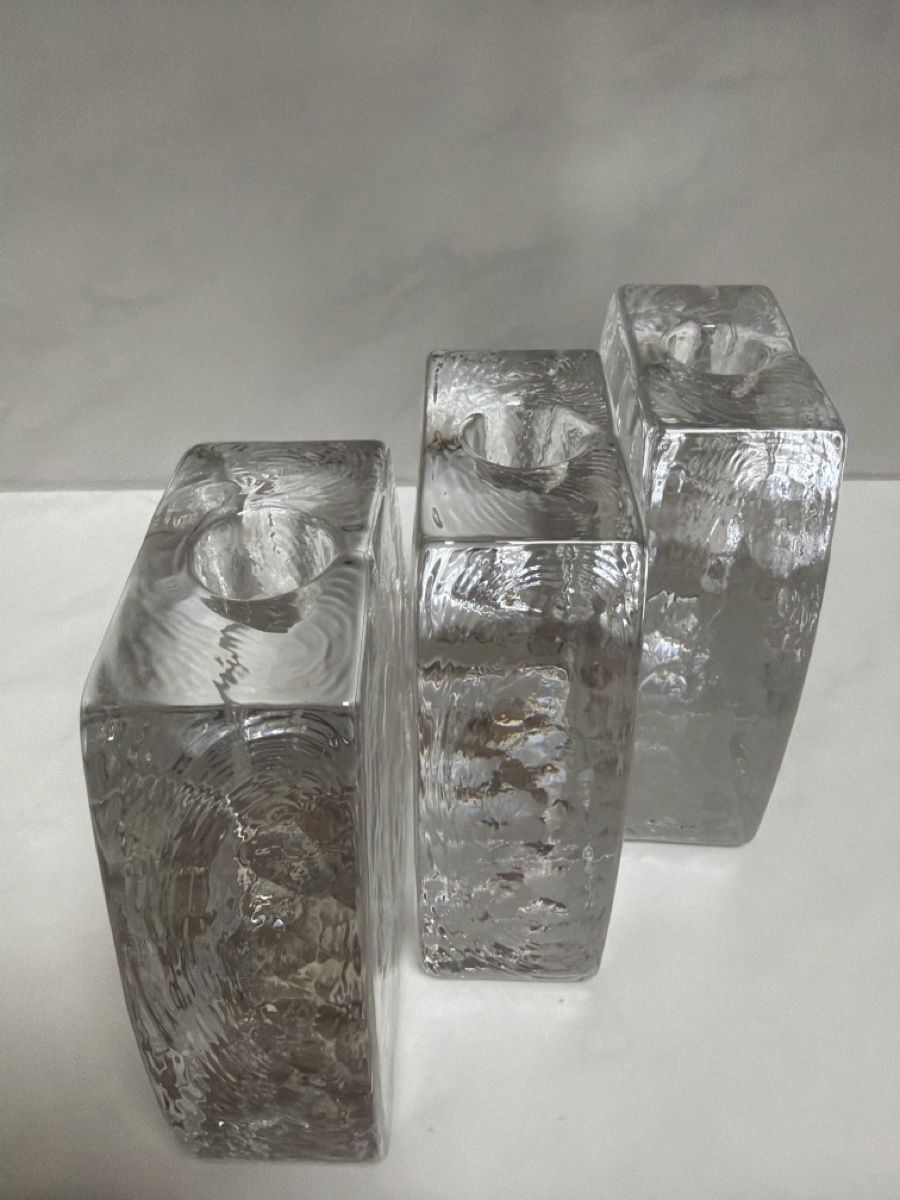 Portacandele: 3 Kerzenhalter aus massivem Kristallglas. – Usato da Biberist venduto da Momo33 3