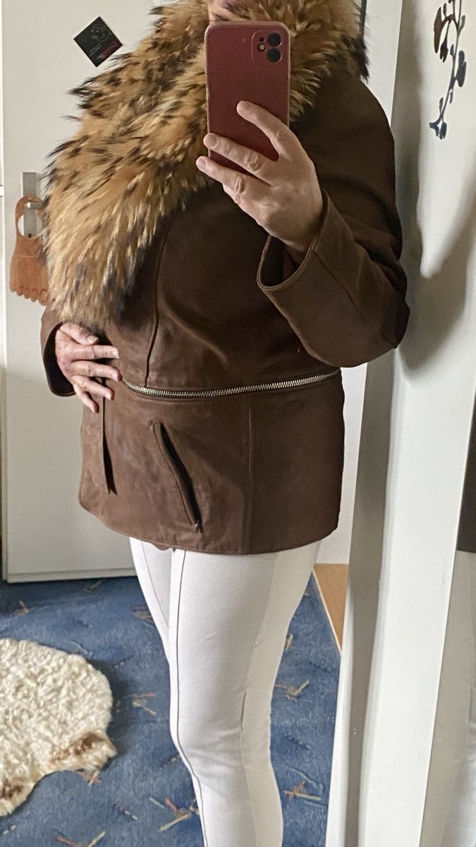 Giacche: Braune Lammlederjacke mit  echtem Fuchspelz – Usato da luzern venduto da bar_5gtr 4