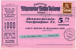 ZOFINGEN seltener Maschinenstempel - illustrierte Nachnahme