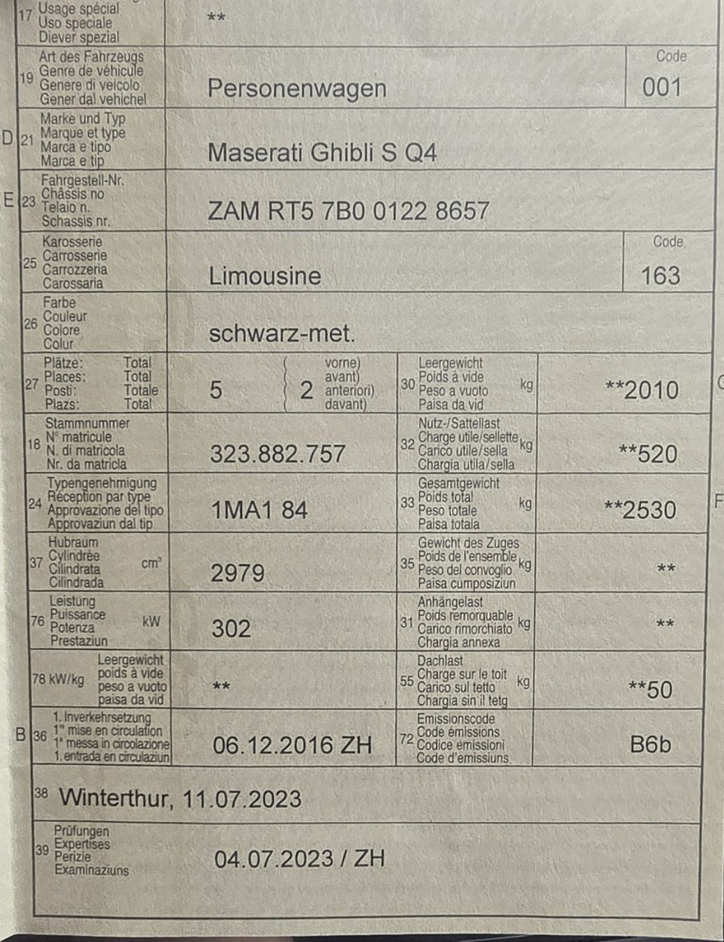 Maserati Automobili: Maserati Ghibli S Q4 2017 – Usato da Wiesendangen venduto da Patrizio88 4