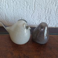 2 schwere Vögel aus Glas 8 cm gross