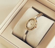 Burker Uhr Silber Gold Diana Cartier Baignoire Neu OVP
