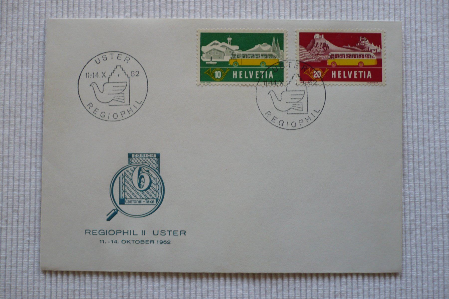 Alle Briefmarken: 1962 REGIOPHIL II, Uster – Gebraucht aus Zürich von saltandpepper008