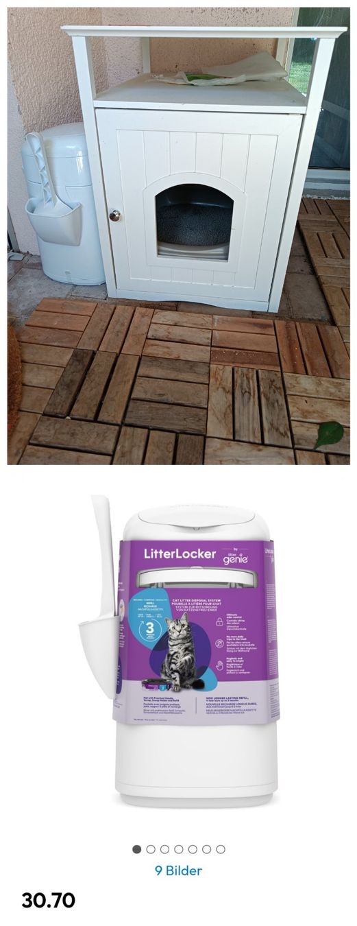 Qualipet WC: Katzentoilettenhaus + neuer Katzenstreu Entsorgungseimer – D'occasion à Binz par julijuli