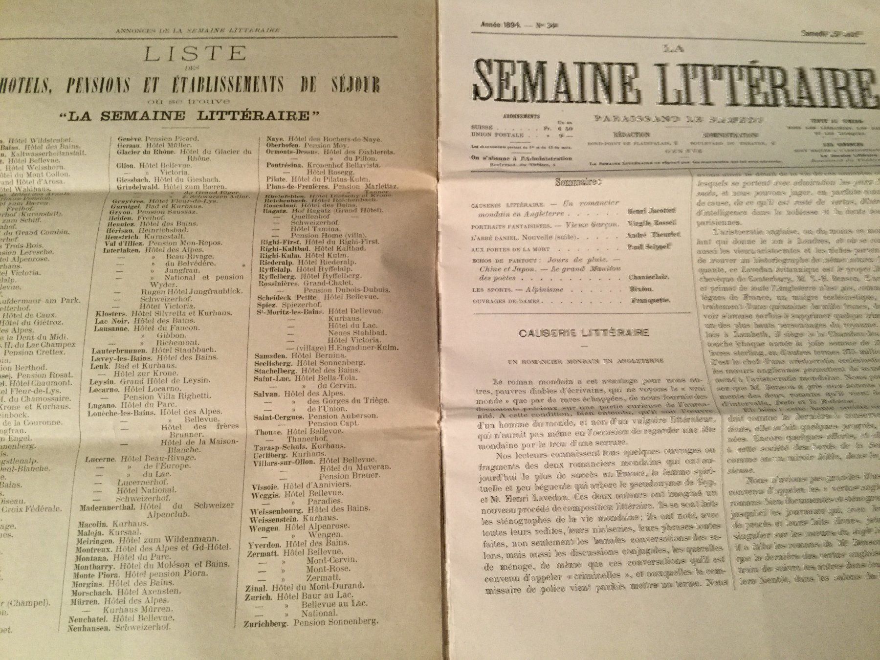 Tutti le monete: La Semaine Littéraire, 25 Août 1894 – Usato da Luzern venduto da Einh0rn 2