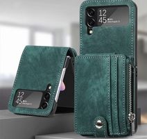 Ledertasche Green für Galaxy Z Flip 3 4 5 - Etui en cuir