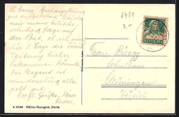 Cartoline postali: Gimmelwald, Hotel Pension E. v. Allmen – Usato da Berlin venduto da bartko-reher 1